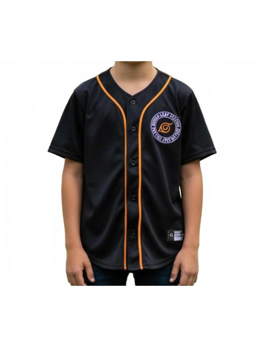 TOP Naruto Shippuden Black Baseball Jersey with Orange Trim Size M